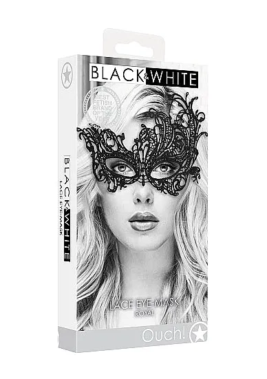 Shots Toys Ouch Black White Lace EyeMask Royal Black Anal