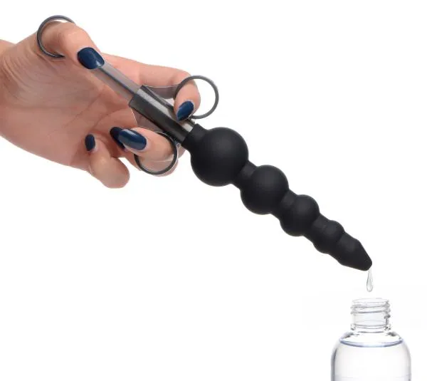 Silicone Graduated Beads Lubricant Launcher Black Master Series Anal