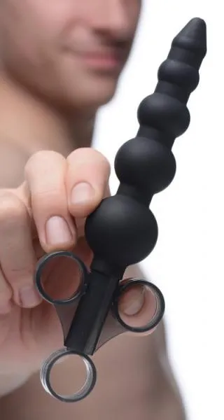 Silicone Graduated Beads Lubricant Launcher Black Master Series Anal