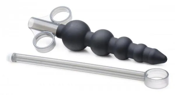 Silicone Graduated Beads Lubricant Launcher Black Master Series Anal