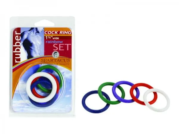 Spartacus Anal Rainbow Rubber C Ring 5 Pack 125 Inch