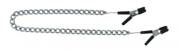 Spartacus Endurance Jumper Cable Nipple Clamps With Link Chain Silver Female Sex Toys