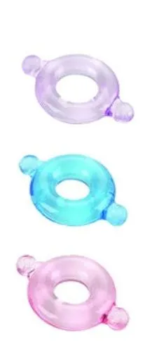 Spartacus Vibrators Elastomer C Ring Set Blue Purple Pink