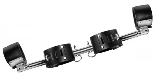 Strict Leather Restraints Adjustable Swiveling Spreader Bar With Leather Cuffs