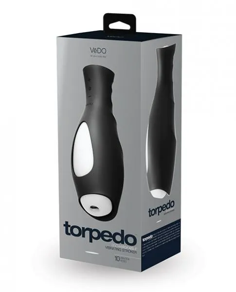 VeDO Male Sex Toys Torpedo Vibrating Rechargeable Stroker Just Black