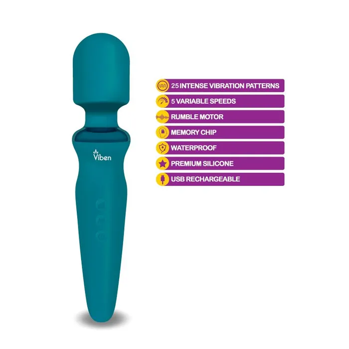 Viben Female Sex Toys Viben Fierce Rechargeable Wand Massager Ocean