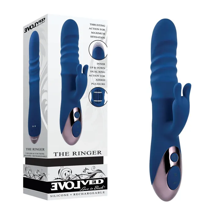 Vibrators Evolved The Ringer Blue 238 cm USB Rechargeable Rabbit Vibrator Evolved