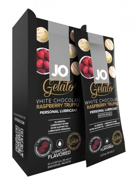 Vibrators Jo Foil Display Box Gelato White Chocolate Raspberry 12pc 10ml Seductucom