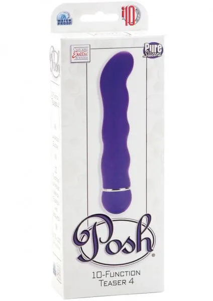 Vibrators Posh Posh 10 Function Teaser Silicone Massager Waterproof Purple 55 Inches