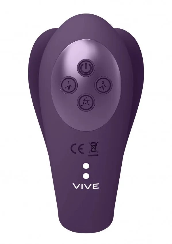 VIVE Triple Action Vibrator Dual Prongs with Clitoral Pulse Wave Yoko Purple Shots Toys Vibrators