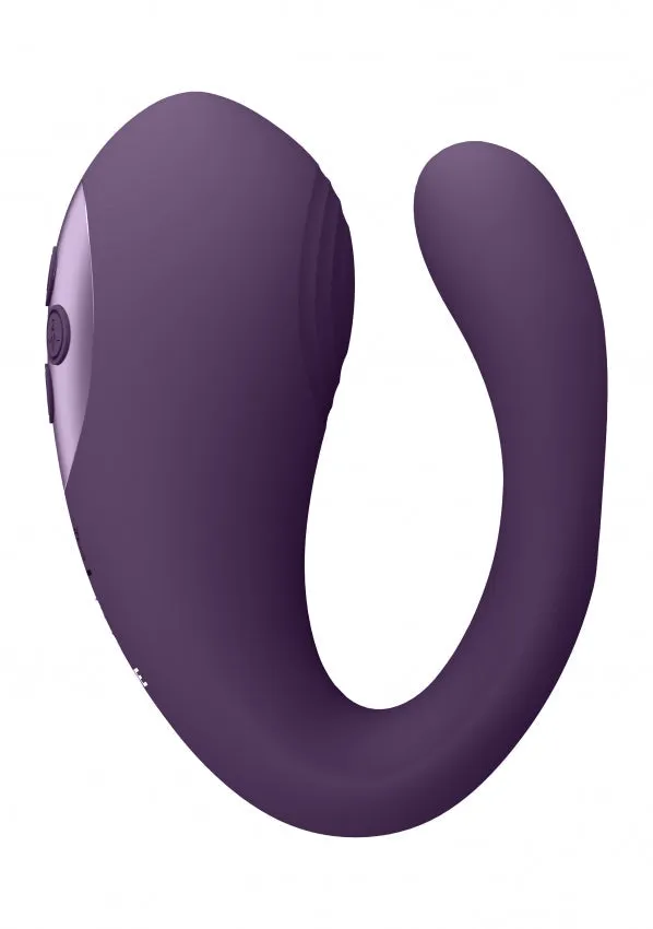 VIVE Triple Action Vibrator Dual Prongs with Clitoral Pulse Wave Yoko Purple Shots Toys Vibrators