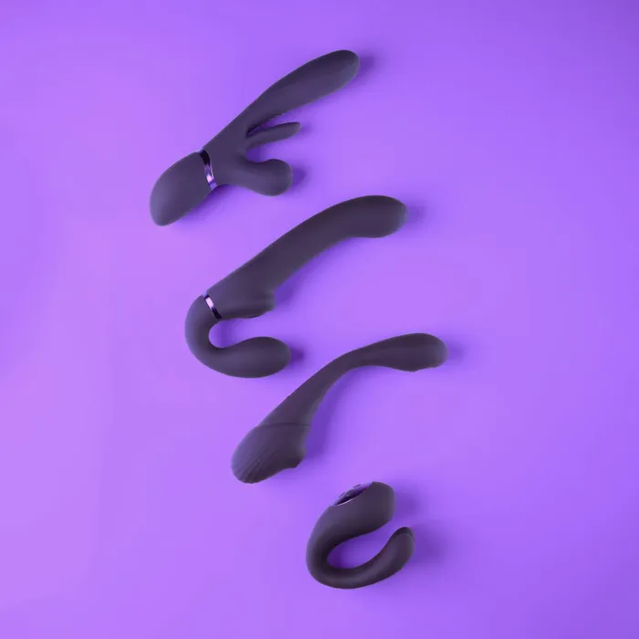 VIVE Triple Action Vibrator Dual Prongs with Clitoral Pulse Wave Yoko Purple Shots Toys Vibrators