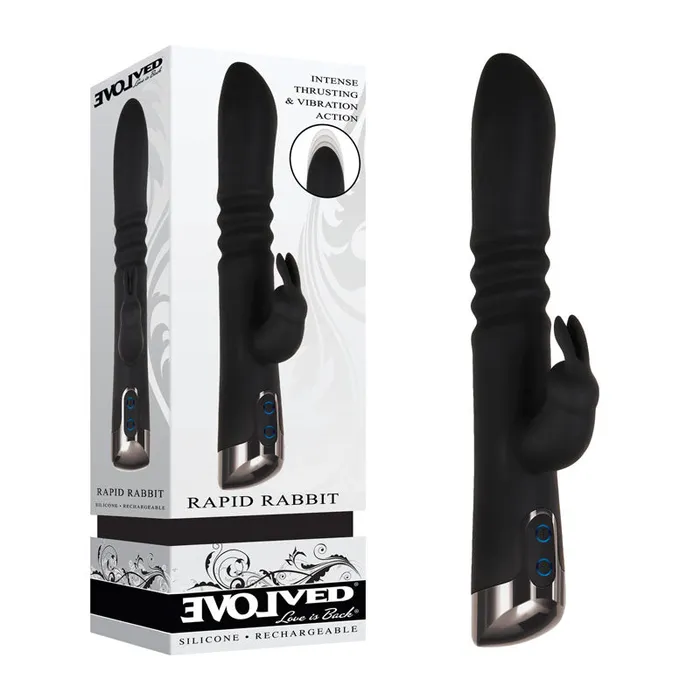 Evolved Vibrators Evolved Rapid Rabbit 254 cm USB Rechargeable Thrusting Rabbit Vibrator