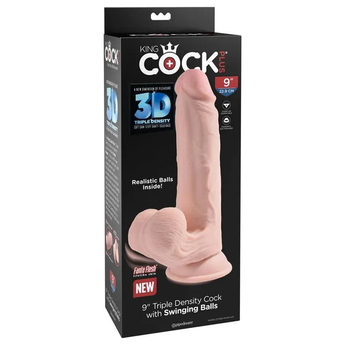 Pipedream Dildos King Cock Plus 9 3D Cock with Swinging Balls