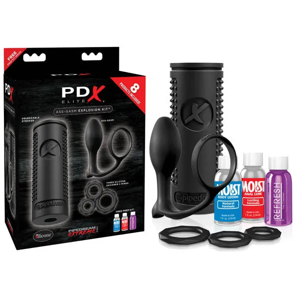 Pipedream Male Sex Toys PDX Elite AssGasm Explosion Kit Male Kit 8 Piece Set