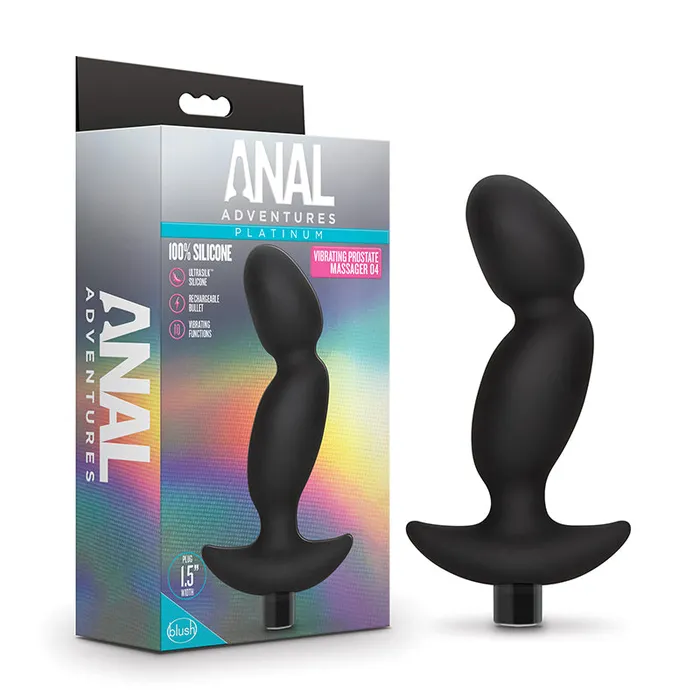 Vee International Inc Blush Blush Anal AdventuresPlatinum Silicone Rechargeable Vibrating Prostate Massager 04 Black Anal