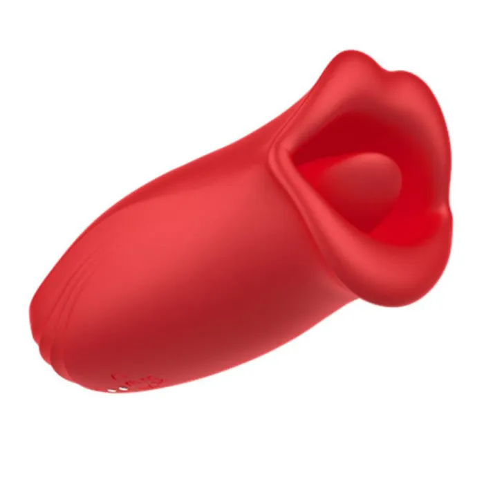 Action Female Sex Toys Rechargeable Clitoris Stimulator Moving Mouth with Vibrating Tongue Ember Red