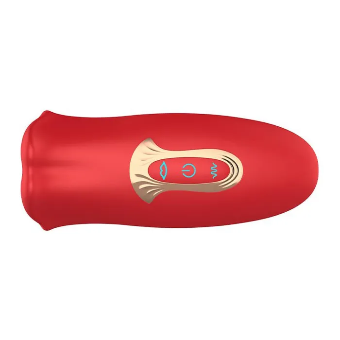 Action Female Sex Toys Rechargeable Clitoris Stimulator Moving Mouth with Vibrating Tongue Ember Red