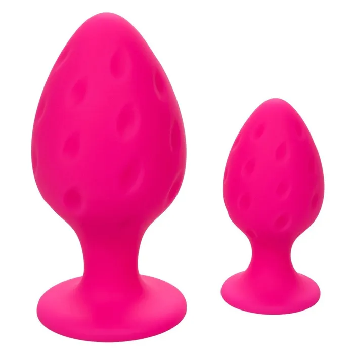 Anal California Exotic Novelties Cheeky Set of 2 Textured Silicone Butt Plugs Pink