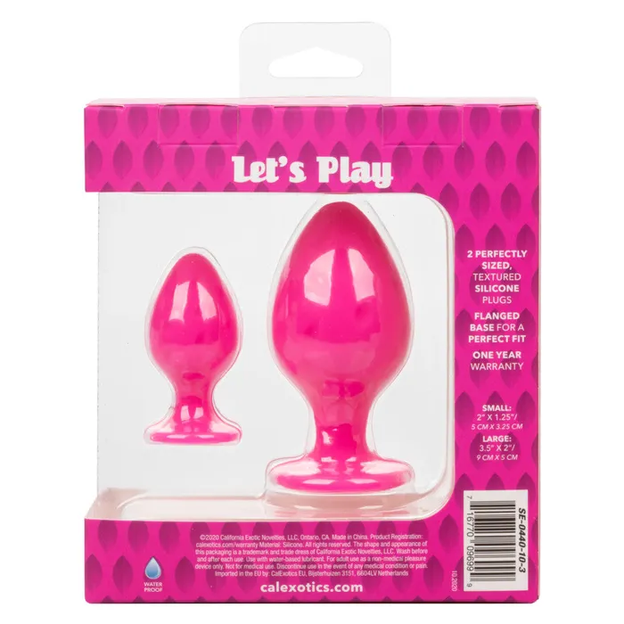 Anal California Exotic Novelties Cheeky Set of 2 Textured Silicone Butt Plugs Pink