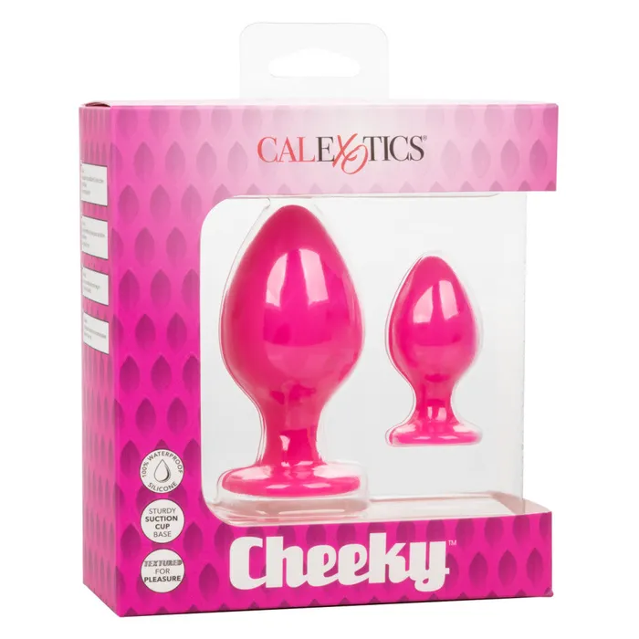 Anal California Exotic Novelties Cheeky Set of 2 Textured Silicone Butt Plugs Pink