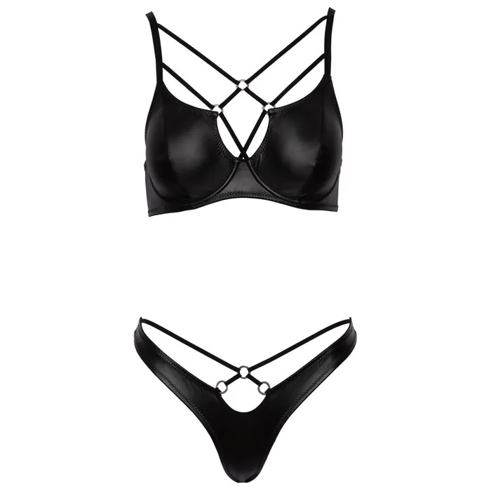 Anal Cottelli Collection Cottelli Matte Black Bra Set