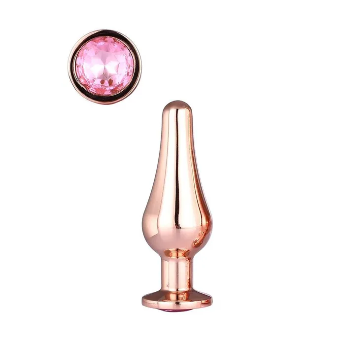 Anal Dream Toys Metal butt plug with pink crystal Rose Gold S