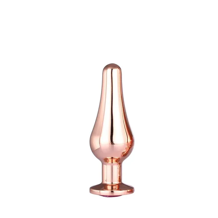 Anal Dream Toys Metal butt plug with pink crystal Rose Gold S