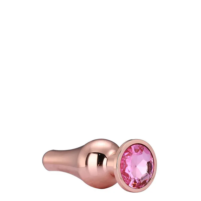 Anal Dream Toys Metal butt plug with pink crystal Rose Gold S