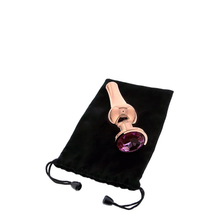 Anal Dream Toys Metal butt plug with pink crystal Rose Gold S