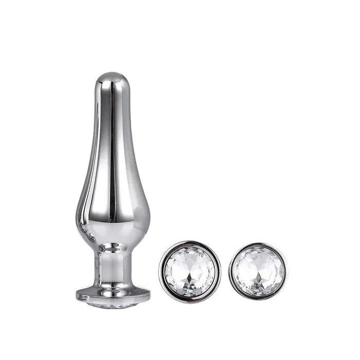 Anal Dream Toys Set of 3 pcs metal butt plug with clear crystal Gleaming Love