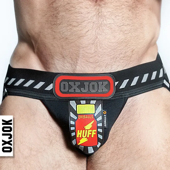 Anal Oxballs Popperjock 3D Rubber Huffer Jock BLACKRED MEDIUM Oxballs