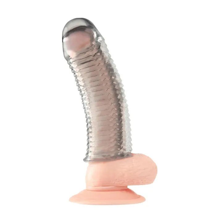 Blue Line 65 Clear Textured Penis Enhancing Sleeve Extension Blue Line Male Sex Toys