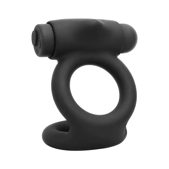 Couples Black White Denver Silicone Double Vibrating Cock Ring