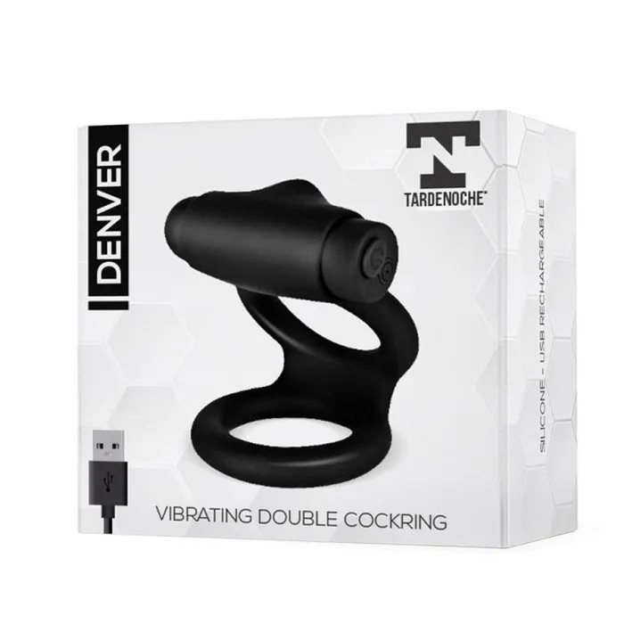 Couples Black White Denver Silicone Double Vibrating Cock Ring