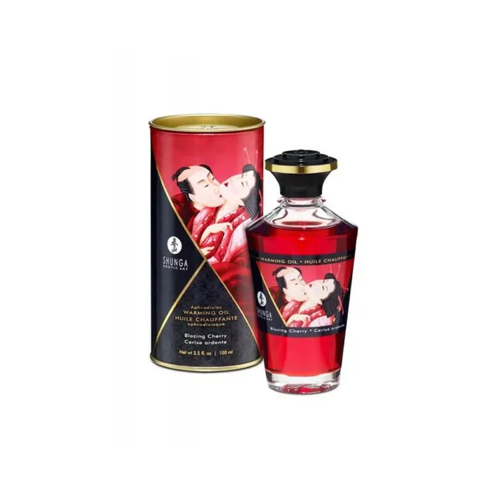 Couples Shunga SHUNGA WARMING MASSAGE OIL 100ML BLAZING CHERRY