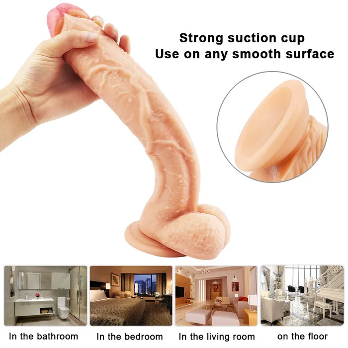  Dildos 10 inch crooked mouth flesh color dildo