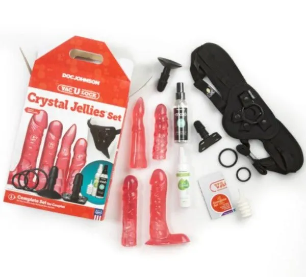 Doc Johnson Dildos VacULock Crystal Jellies Set