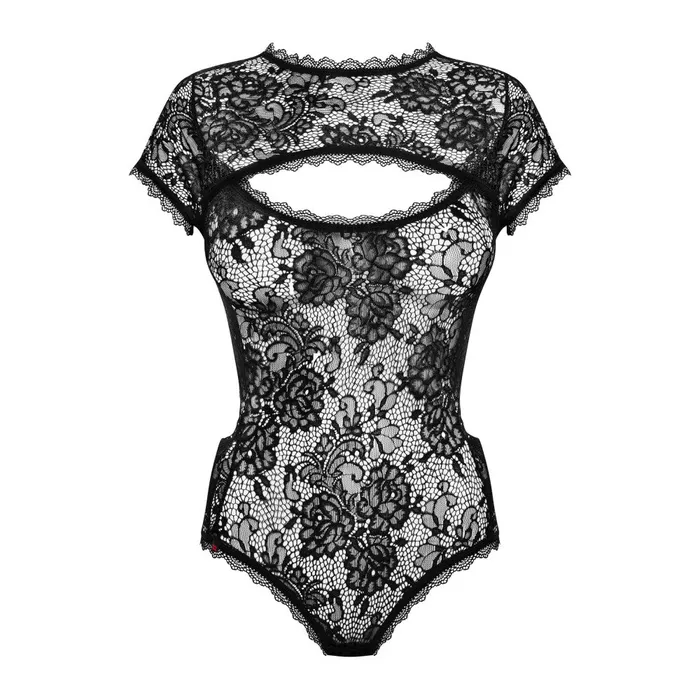 Elegant lace bodysuit Obsessive Peonesia black Obsessive Teddies And Bodies