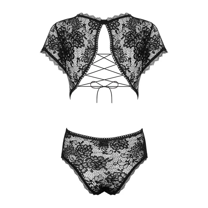 Elegant lace bodysuit Obsessive Peonesia black Obsessive Teddies And Bodies