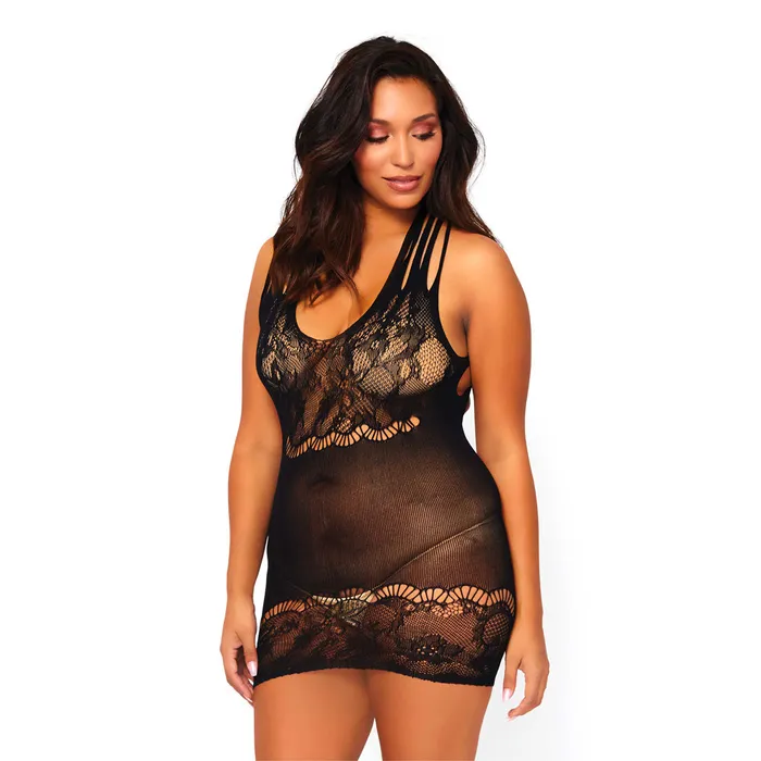 Female Sex Toys Leg Avenue Floral Lace Opaque Mini Dress UK 16 to 18 Leg Avenue Lingerie