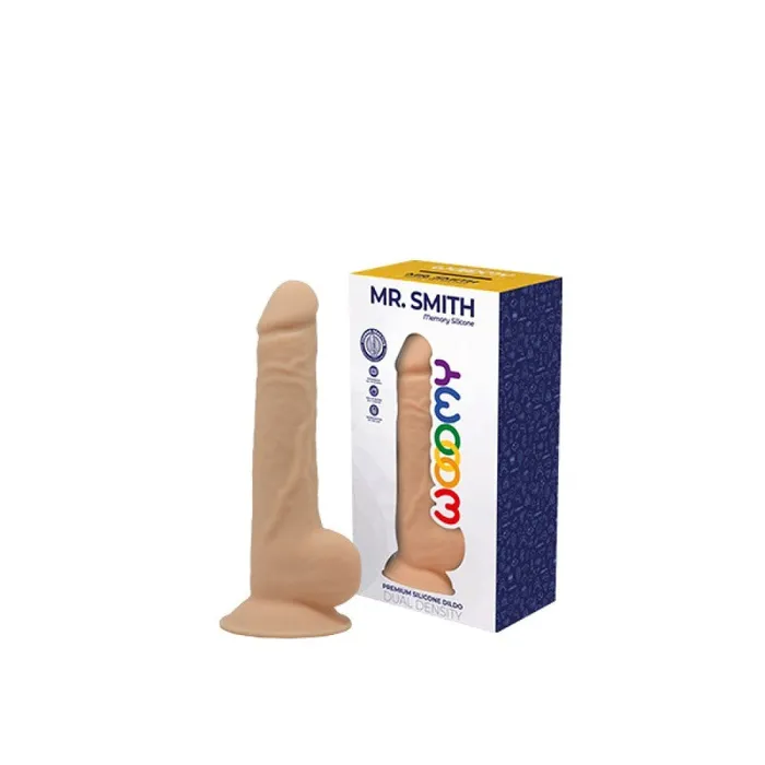 Female Sex Toys Mr Smith Realistic Double Layer Silicone Dildo with Testicles Woomy