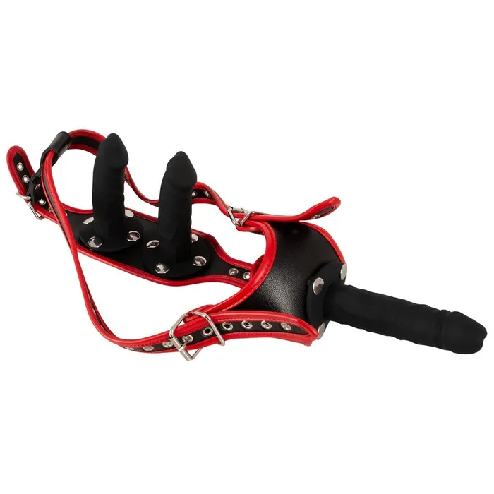 Female Sex Toys Strapon belt with three realistic dildos Bad Kitty Dildo Briefs size SM Bad Kitty