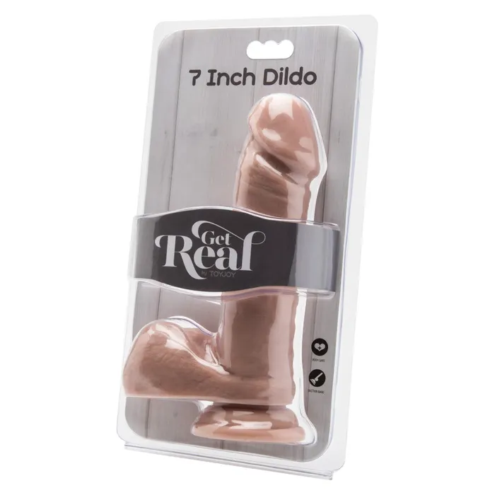 Female Sex Toys ToyJoy Get Real 7 Vacuum Base Realistic Dildo with Testicles