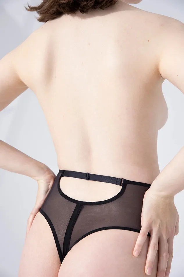 Le Pop Lingerie Anal Opaak Tech Compose Lorraine Highwaist Thong Pitch Black