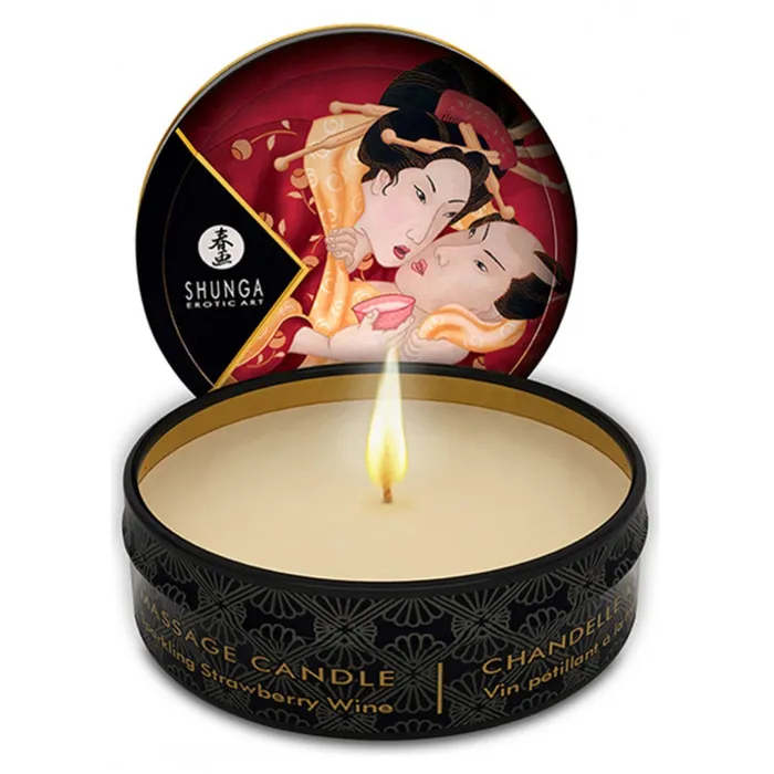 Massage candle with the aroma of strawberry champagne Romance 30 ml Shunga Couples