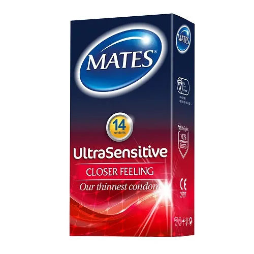 Mates Ultra Sensitive Condoms 14 Pack Mates Male Sex Toys