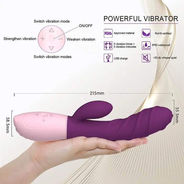 mysite Rechargeable Rabbit Vibrator Ribbed Female Sex Toys