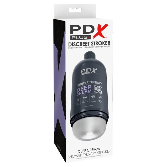 Pipedream Male Sex Toys Original masturbator in a discreet case with a PDX Deep Cream vacuum attachment