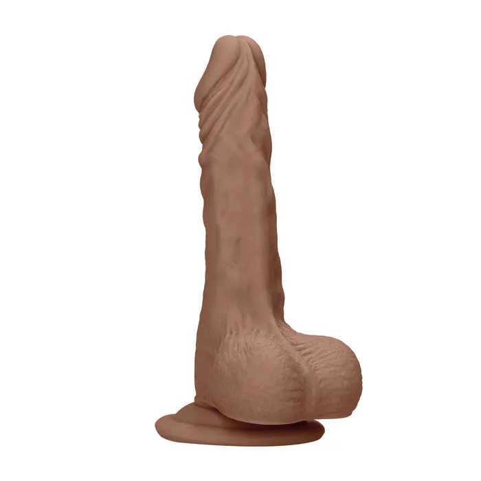 Real Rock 7 Mocha Realistic Cyber Skin Testicle Dildo Shots Toys Dildos